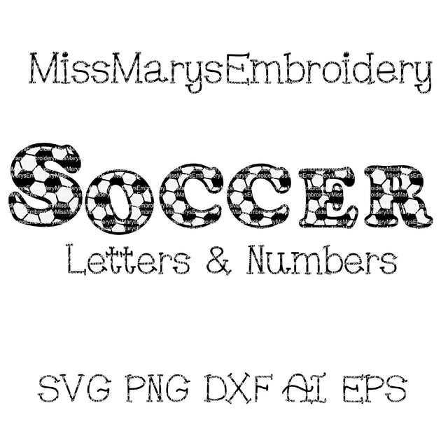 Soccer Letters & Numbers SVG MissMarysEmbroidery