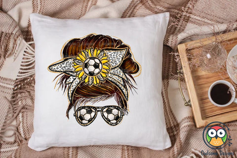 Soccer Messy Bun Sublimation Sublimation Owlsome.Designs 