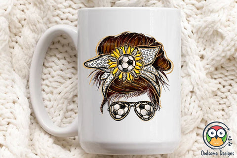 Soccer Messy Bun Sublimation Sublimation Owlsome.Designs 