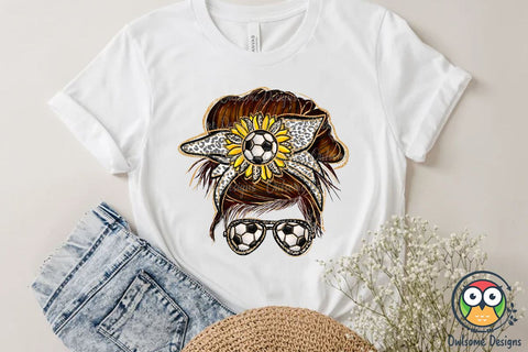 Soccer Messy Bun Sublimation Sublimation Owlsome.Designs 