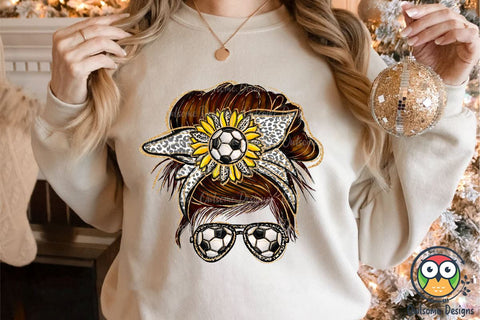 Soccer Messy Bun Sublimation Sublimation Owlsome.Designs 