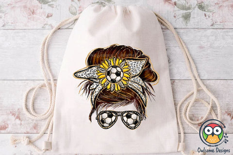 Soccer Messy Bun Sublimation Sublimation Owlsome.Designs 
