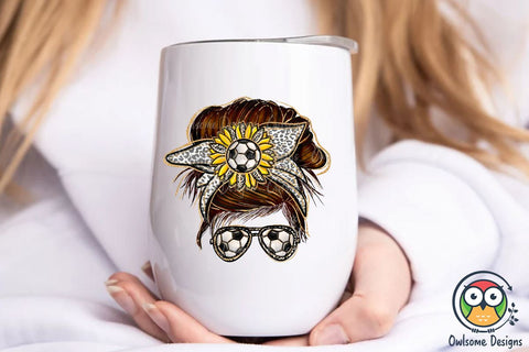 Soccer Messy Bun Sublimation Sublimation Owlsome.Designs 