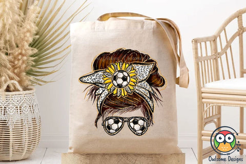 Soccer Messy Bun Sublimation Sublimation Owlsome.Designs 