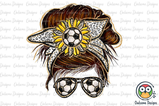 Soccer Messy Bun Sublimation Sublimation Owlsome.Designs 