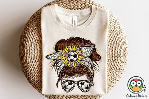 Soccer Messy Bun Sublimation Sublimation Owlsome.Designs 