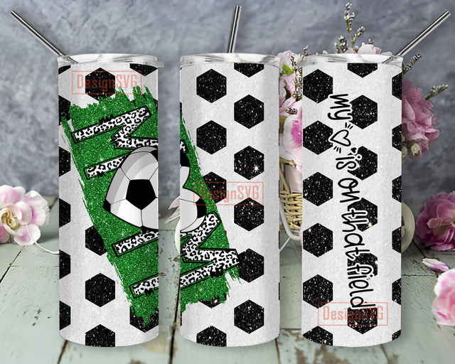 Soccer Mom Leopard 20oz Skinny Tumbler, My Heart Is On That Field Tumbler Png, Soccer Glitter Full Tumbler Wrap, Soccer Lover Tumbler, Mother's Day Gift, Instant Download Sublimation DesignSVG 