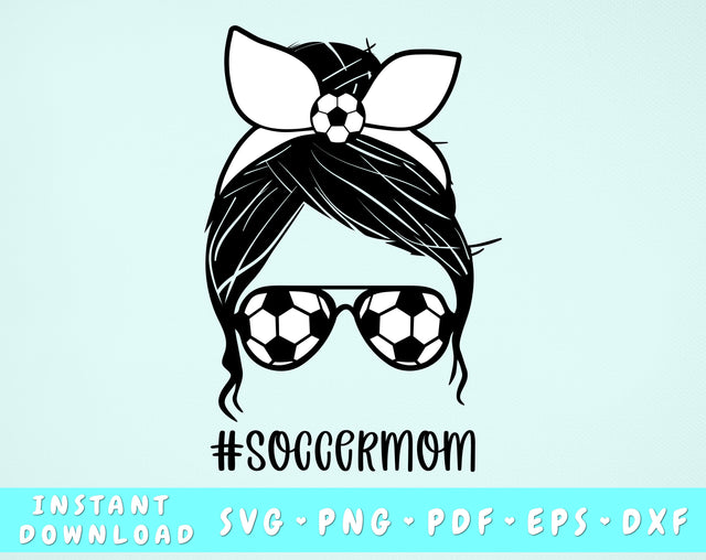Soccer Mom Messy Bun SVG SVG HappyDesignStudio 
