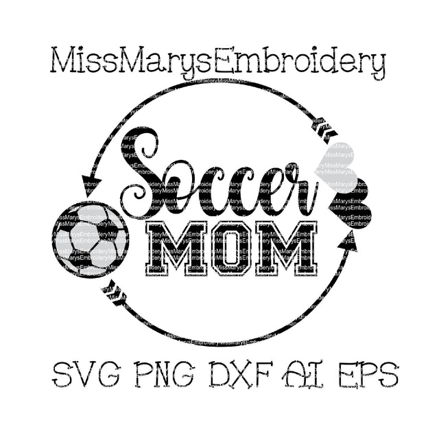 Soccer Mom Monogram Arrow Ring SVG MissMarysEmbroidery 