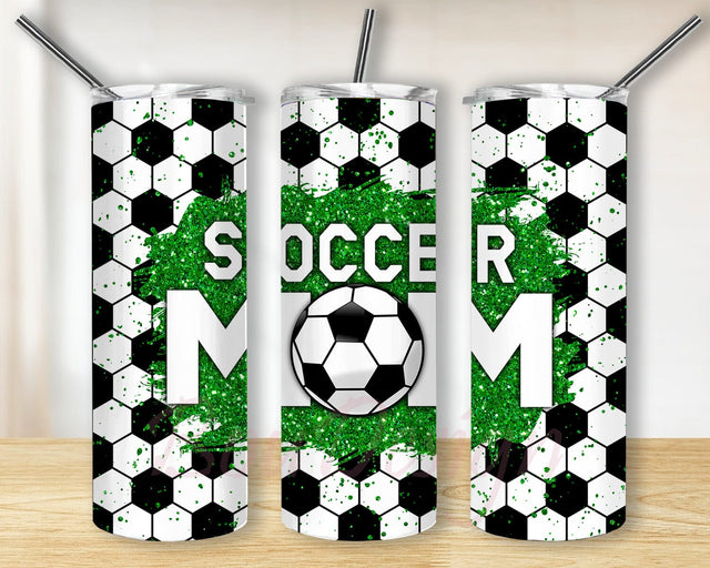 Soccer Mom Tumbler Png, Mom 20oz Skinny Tumbler, Soccer Tumbler Wrap, Green Glitter Tumbler Design, Sport Mom Sublimation Design, Digital Download Sublimation BouDesign 