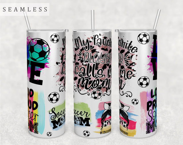 Soccer Mom Tumbler Wrap, 20 Oz Skinny Tumbler Soccer Mom Sublimation Design, Seamless Soccer Mama Tumbler PNG Sublimation HappyDesignStudio 