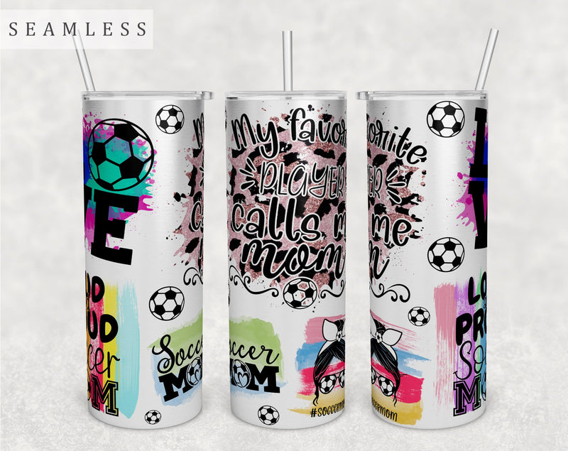 Soccer Mom Tumbler Wrap, 20 Oz Skinny Tumbler Soccer Mom Sublimation Design, Seamless Soccer Mama Tumbler PNG Sublimation HappyDesignStudio 