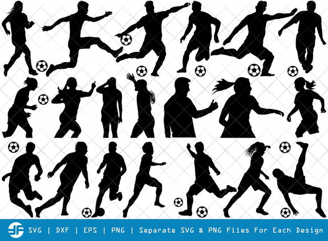 Soccer Player SVG Cut Files | Soccer Sport Silhouette Bundle SVG ETC Craft 