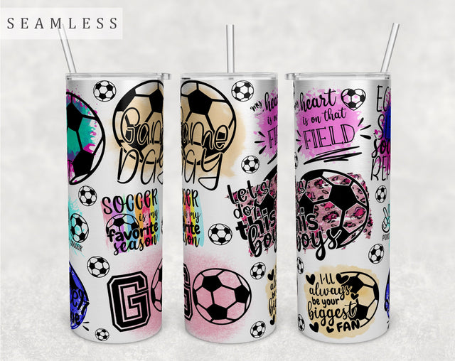 Soccer Quotes Tumbler Wrap, 20 Oz Skinny Tumbler Soccer Sayings Sublimation Design, Seamless Tumbler PNG Sublimation HappyDesignStudio 