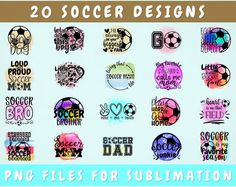 Soccer Sublimation Designs Bundle, 20 Designs, Soccer PNG Files For Sublimation, Soccer Sublimation Files, Soccer PNG Sublimation HappyDesignStudio 