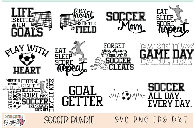 Soccer SVG Bundle, Soccer Mom SVG, Soccer Mom Shirt Design, Game Day SVG, Soccer Ball SVG SVG Designing Digitals 