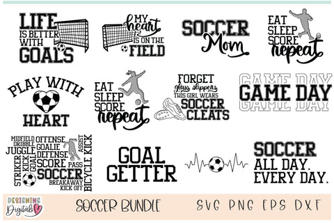 Soccer SVG Bundle, Soccer Mom SVG, Soccer Mom Shirt Design, Game Day SVG, Soccer Ball SVG SVG Designing Digitals 