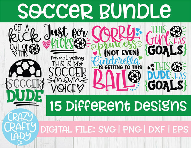 Soccer SVG Cut File Bundle SVG Crazy Crafty Lady Co. 