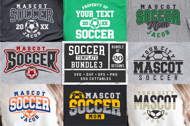 Soccer Template svg Bundle Cut File - Soccer svg - Soccer Bundle 3 - svg - eps - dxf - png - Silhouette - Cricut - Digital File SVG Svg Cuttables 