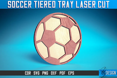 Soccer Tiered Tray Laser Cut SVG | Tiered Tray Laser Cut SVG Design | CNC Files SVG Fly Design 