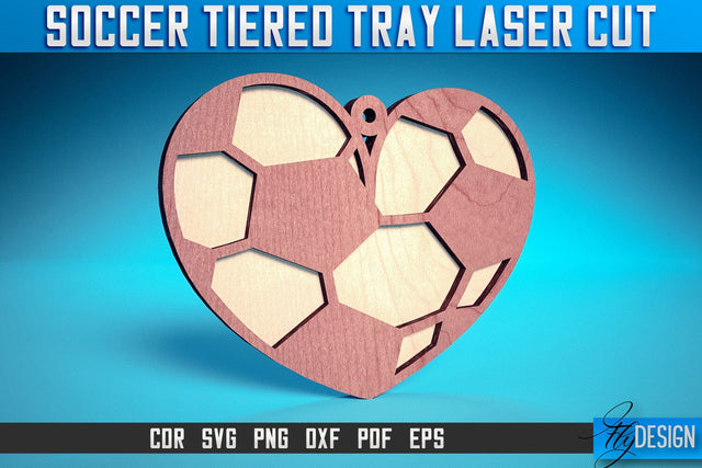 Soccer Tiered Tray Laser Cut SVG | Tiered Tray Laser Cut SVG Design | CNC Files SVG Fly Design 