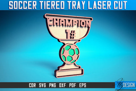 Soccer Tiered Tray Laser Cut SVG | Tiered Tray Laser Cut SVG Design | CNC Files SVG Fly Design 