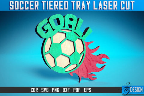 Soccer Tiered Tray Laser Cut SVG | Tiered Tray Laser Cut SVG Design | CNC Files SVG Fly Design 