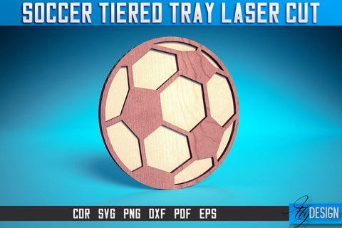 Soccer Tiered Tray Laser Cut SVG | Tiered Tray Laser Cut SVG Design | CNC Files SVG Fly Design 