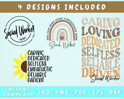 Social Worker SVG Bundle, 4 Designs, Social Worker Definition SVG, Social Work SVG, Social Services SVG SVG HappyDesignStudio 
