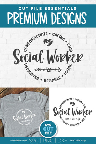 Social Worker svg Round Circle for Men or Women SVG SVG Cut File 