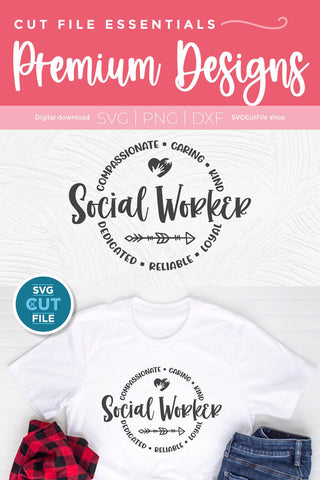 Social Worker svg Round Circle for Men or Women SVG SVG Cut File 