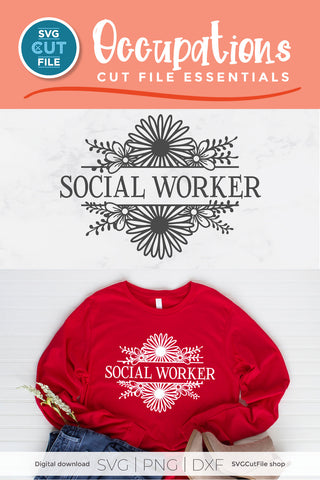 Social worker svg, social work split frame flowers svg SVG SVG Cut File 