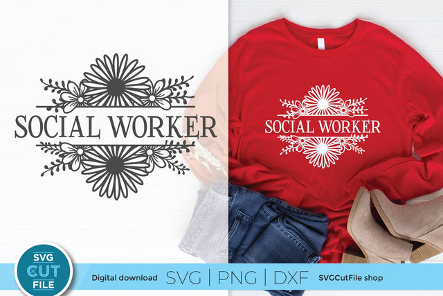 Social worker svg, social work split frame flowers svg SVG SVG Cut File 