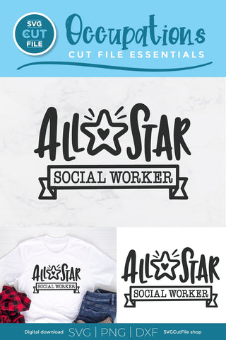 Social worker svg, social work svg, all star social worker, gift svg, social worker heart shape, gift idea, svg dxf png, appreciation SVG SVG Cut File 