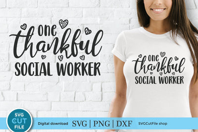 Social worker svg, social work svg, social services gift idea svg, one thankful social worker, heart shape, social worker gift svg dxf SVG SVG Cut File 