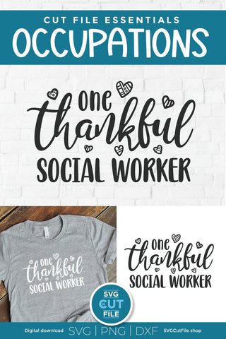 Social worker svg, social work svg, social services gift idea svg, one thankful social worker, heart shape, social worker gift svg dxf SVG SVG Cut File 