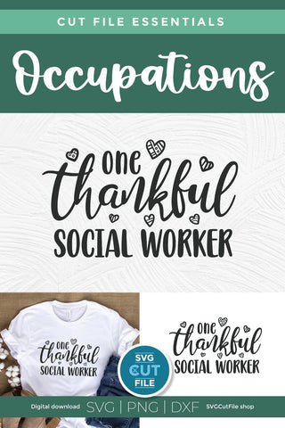 Social worker svg, social work svg, social services gift idea svg, one thankful social worker, heart shape, social worker gift svg dxf SVG SVG Cut File 