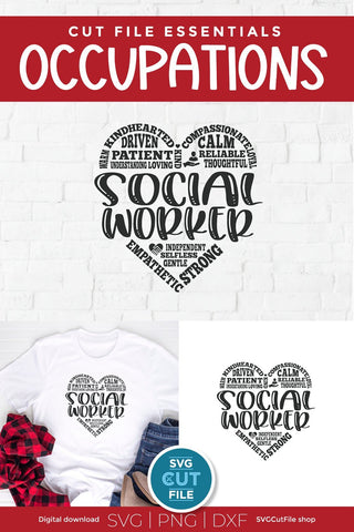 Social worker svg, social work svg, subway art svg, social worker gift idea, word art, word cloud heart, social worker gift, svg dxf png SVG SVG Cut File 