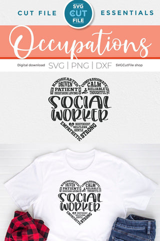 Social worker svg, social work svg, subway art svg, social worker gift idea, word art, word cloud heart, social worker gift, svg dxf png SVG SVG Cut File 