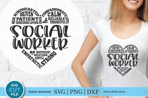 Social worker svg, social work svg, subway art svg, social worker gift idea, word art, word cloud heart, social worker gift, svg dxf png SVG SVG Cut File 