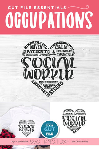 Social worker svg, social work svg, subway art svg, social worker gift idea, word art, word cloud heart, social worker gift, svg dxf png SVG SVG Cut File 