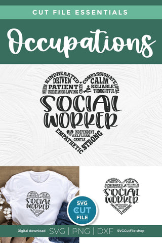 Social worker svg, social work svg, subway art svg, social worker gift idea, word art, word cloud heart, social worker gift, svg dxf png SVG SVG Cut File 