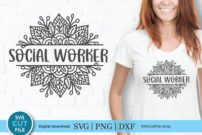 Social worker svg split frame mandala SVG SVG Cut File 