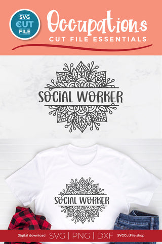 Social worker svg split frame mandala SVG SVG Cut File 