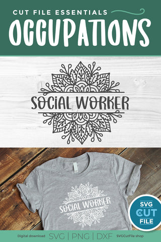 Social worker svg split frame mandala SVG SVG Cut File 
