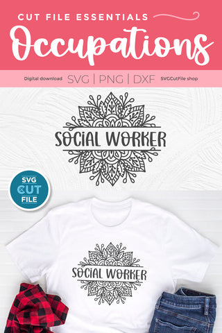 Social worker svg split frame mandala SVG SVG Cut File 