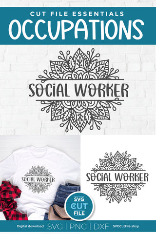 Social worker svg split frame mandala SVG SVG Cut File 