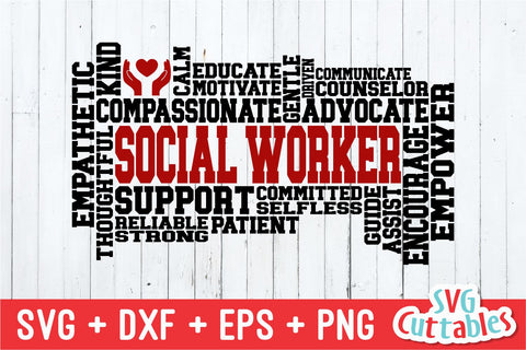 Social Worker Word Art | svg Cut File SVG Svg Cuttables 
