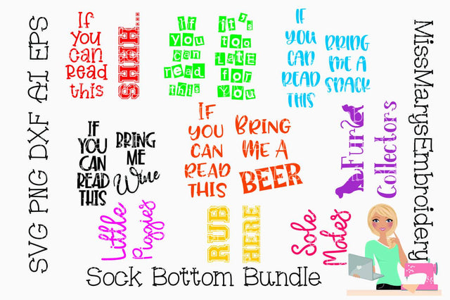 Sock Bottom Bundle SVG MissMarysEmbroidery 