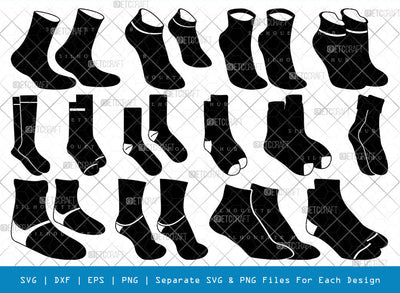 Sock SVG, Sock Silhouette, Ankle Socks Svg, Crew Sock Svg, Half Socks Svg, Warm Feet Svg, Sock Shape Svg, Sock Bundle SVG ETC Craft 